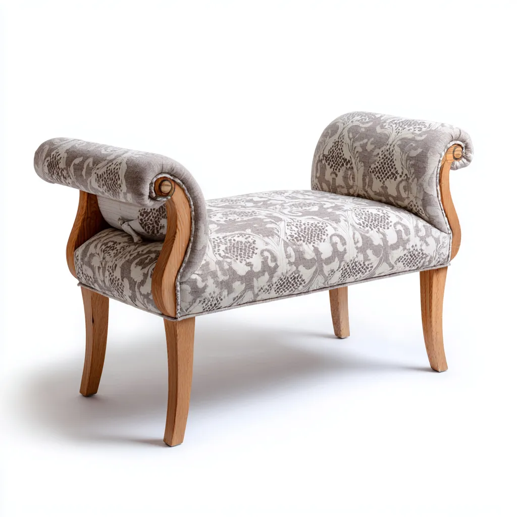 Banco de dormitorio tapizado-madera 115x42x55 cm - beige-gris - diseño clásico para dormitorio-Nestmyhub