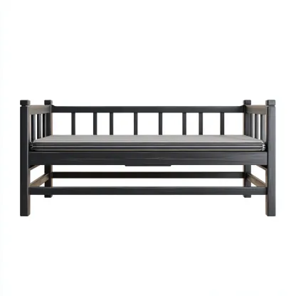 Sofá cama - madera maciza - 200x95x80 cm - negro - diseño moderno apto para dormitorio-Nestmyhub