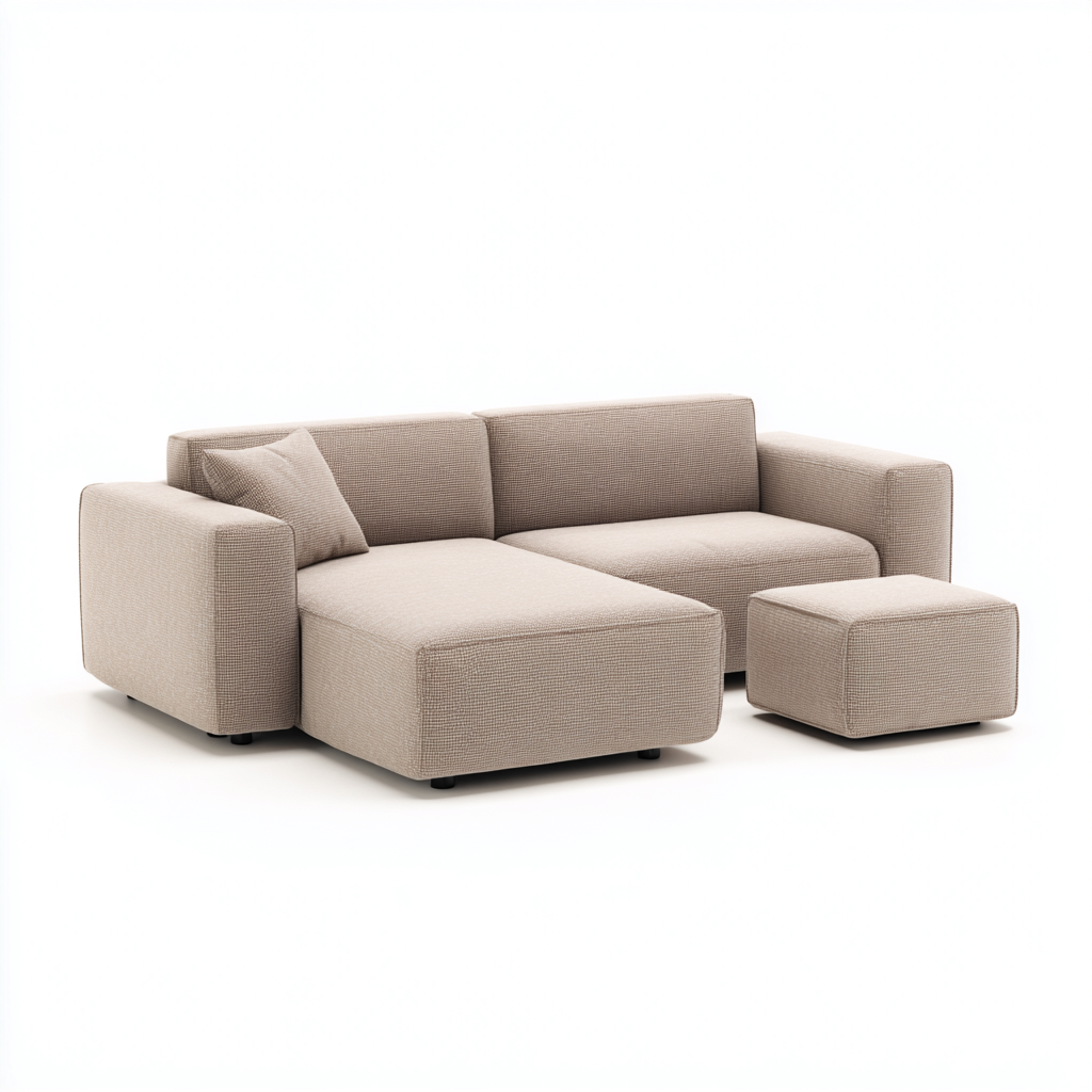 Sofá rinconero - Tela - 250x155x82 cm - Beige claro - Diseño moderno para salón-Nestmyhub