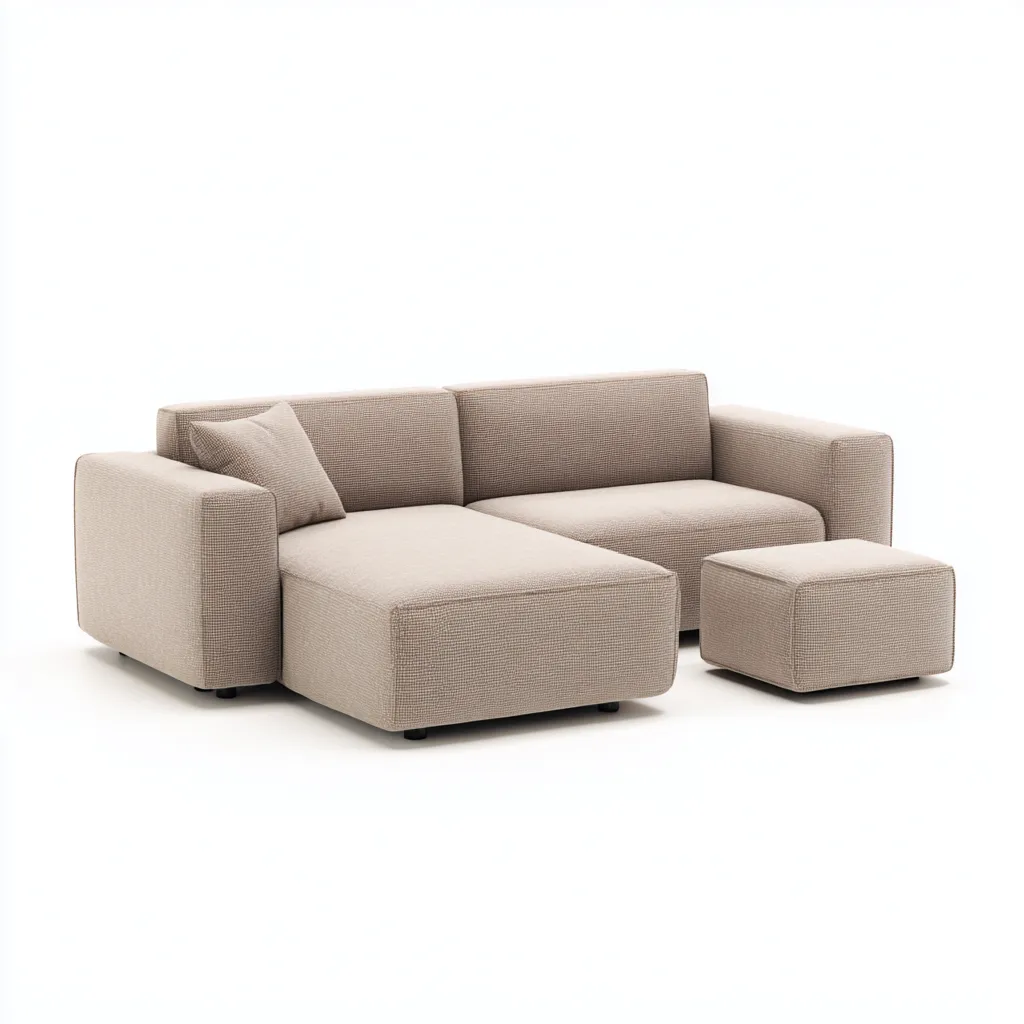 Sofá rinconero - Tela - 250x155x82 cm - Beige claro - Diseño moderno para salón-Nestmyhub