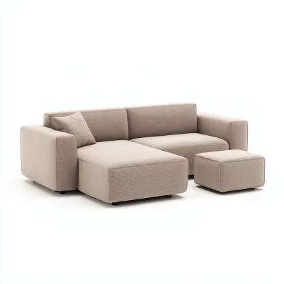 Sofá rinconero - Tela - 250x155x82 cm - Beige claro - Diseño moderno para salón-Nestmyhub