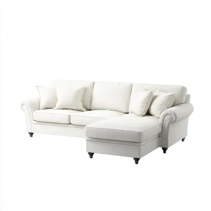 Sofá rinconero tapizado en tela 255x160x85 cm - blanco - diseño moderno - apto para salón-Nestmyhub