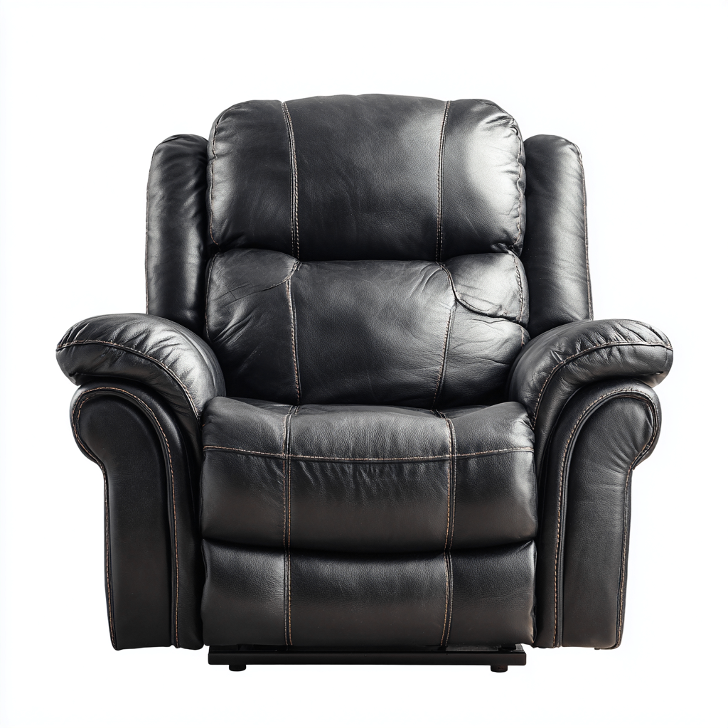 Sillón reclinable piel auténtica 97x94x103 cm - negro - diseño moderno - apto para sala de estar-Nestmyhub