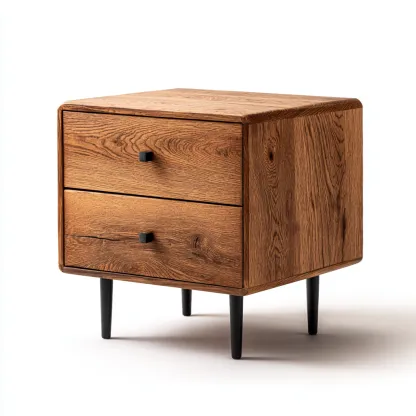 Mesita de noche madera maciza 45x35x55 cm marrón oscuro uso dormitorio diseño moderno-Nestmyhub