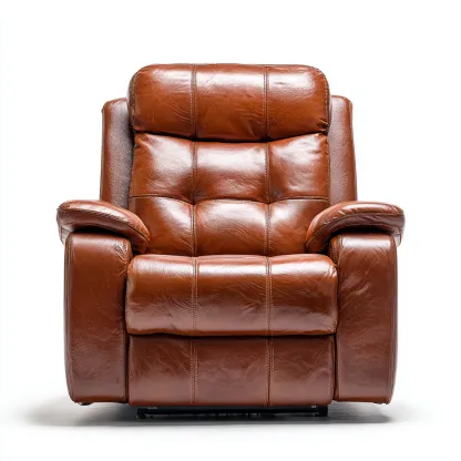 Sillón reclinable piel auténtica 100x95x100 cm - marrón - estilo clásico - apto para salón-Nestmyhub