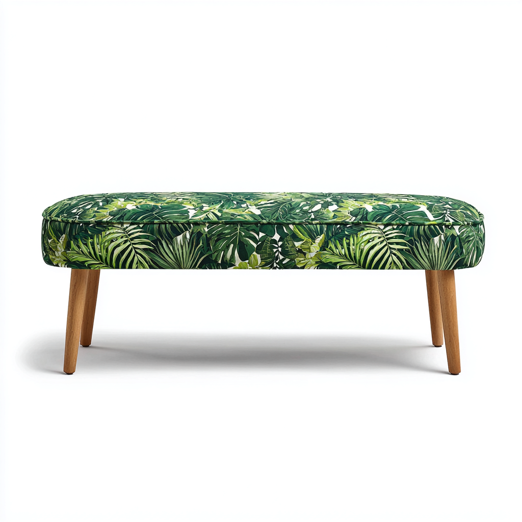 Banco de dormitorio tela-madera 110x40x45 cm - verde-madera - diseño moderno para dormitorio-Nestmyhub