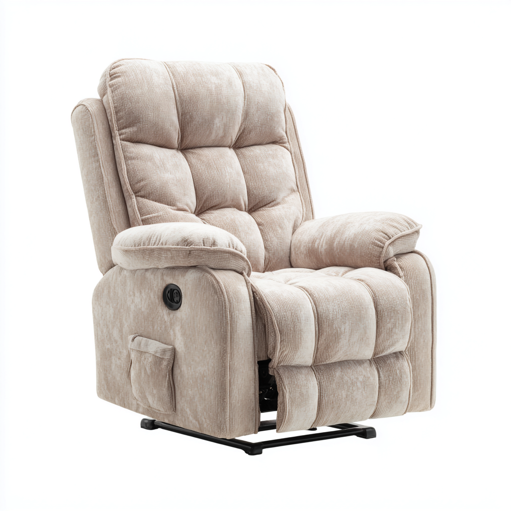 Sillón reclinable - tejido 100x85x100 cm - beige - diseño cómodo - para salón-Nestmyhub