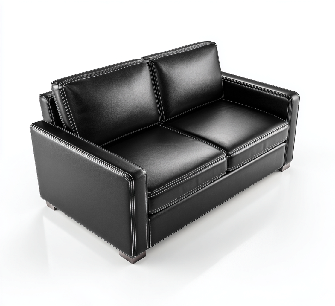 Sofá de 2 plazas tapizado en piel auténtica 180x86x82 cm - negro - diseño moderno - apto para salón-Nestmyhub