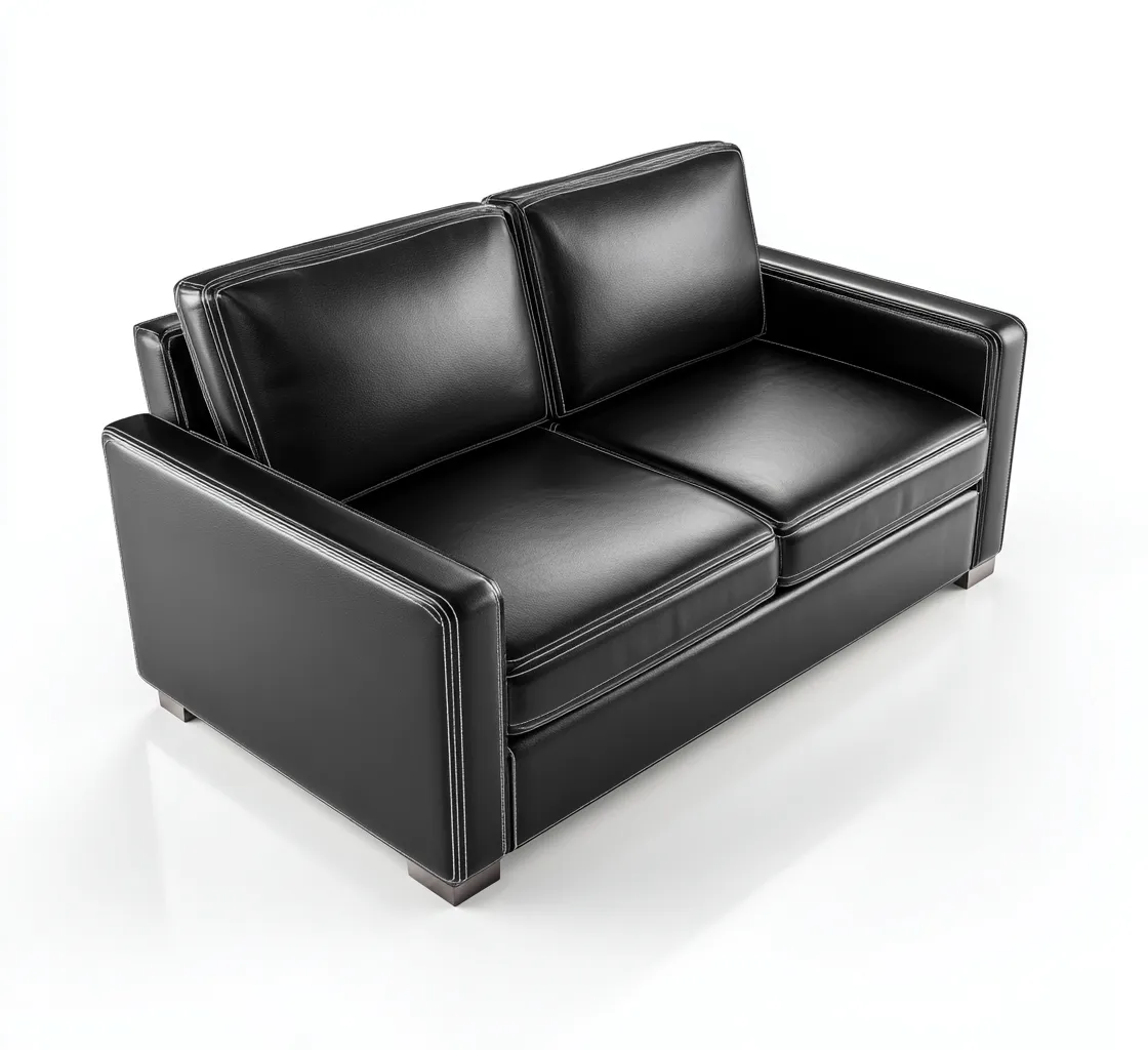 Sofá de 2 plazas tapizado en piel auténtica 180x86x82 cm - negro - diseño moderno - apto para salón-Nestmyhub