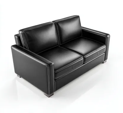 Sofá de 2 plazas tapizado en piel auténtica 180x86x82 cm - negro - diseño moderno - apto para salón-Nestmyhub