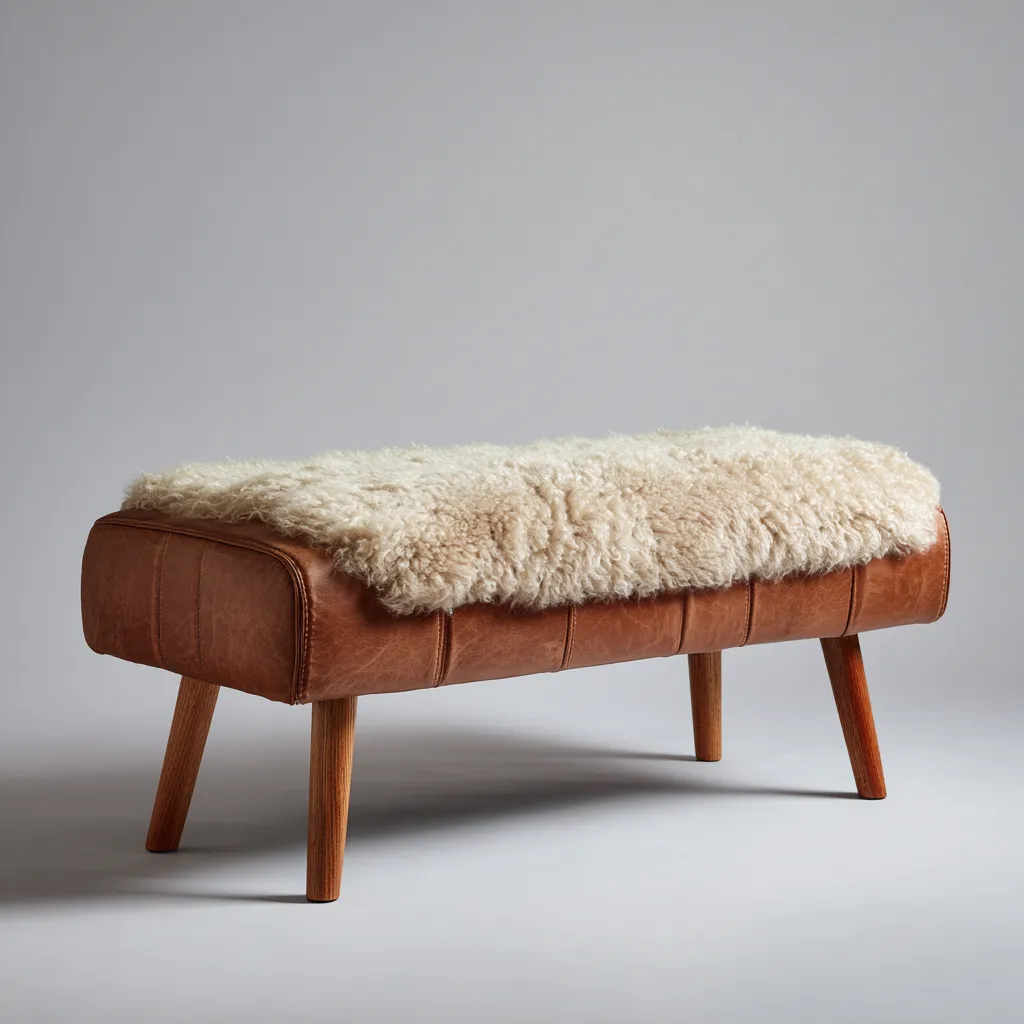 Banco de dormitorio cuero-piel sintética 110x40x45 cm - marrón-beige - diseño moderno para dormitorio-Nestmyhub