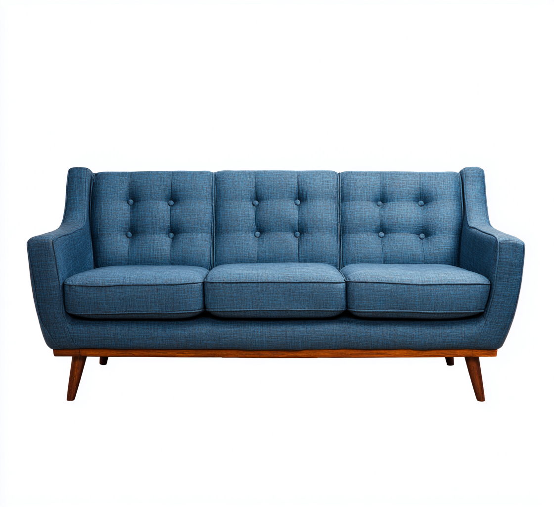 Sofá de 3 plazas - Tela - 210x88x95 cm - Azul - Diseño moderno para sala de estar-Nestmyhub