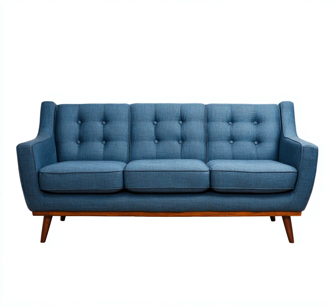 Sofá de 3 plazas - Tela - 210x88x95 cm - Azul - Diseño moderno para sala de estar-Nestmyhub