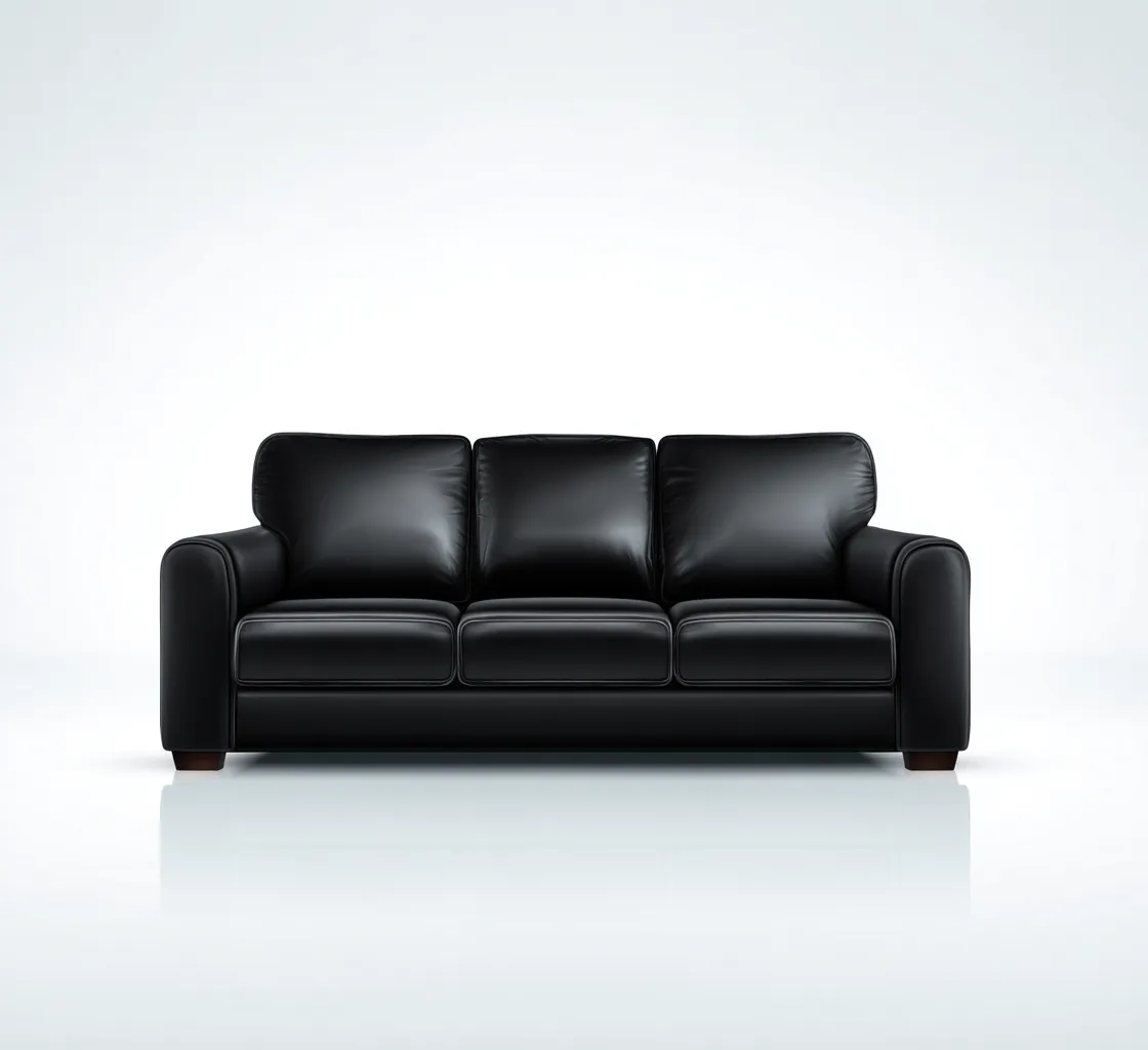 Sofá de 3 plazas piel auténtica 200x90x95 cm negro para sala de estar diseño contemporáneo-Nestmyhub