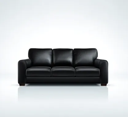 Sofá de 3 plazas piel auténtica 200x90x95 cm negro para sala de estar diseño contemporáneo-Nestmyhub
