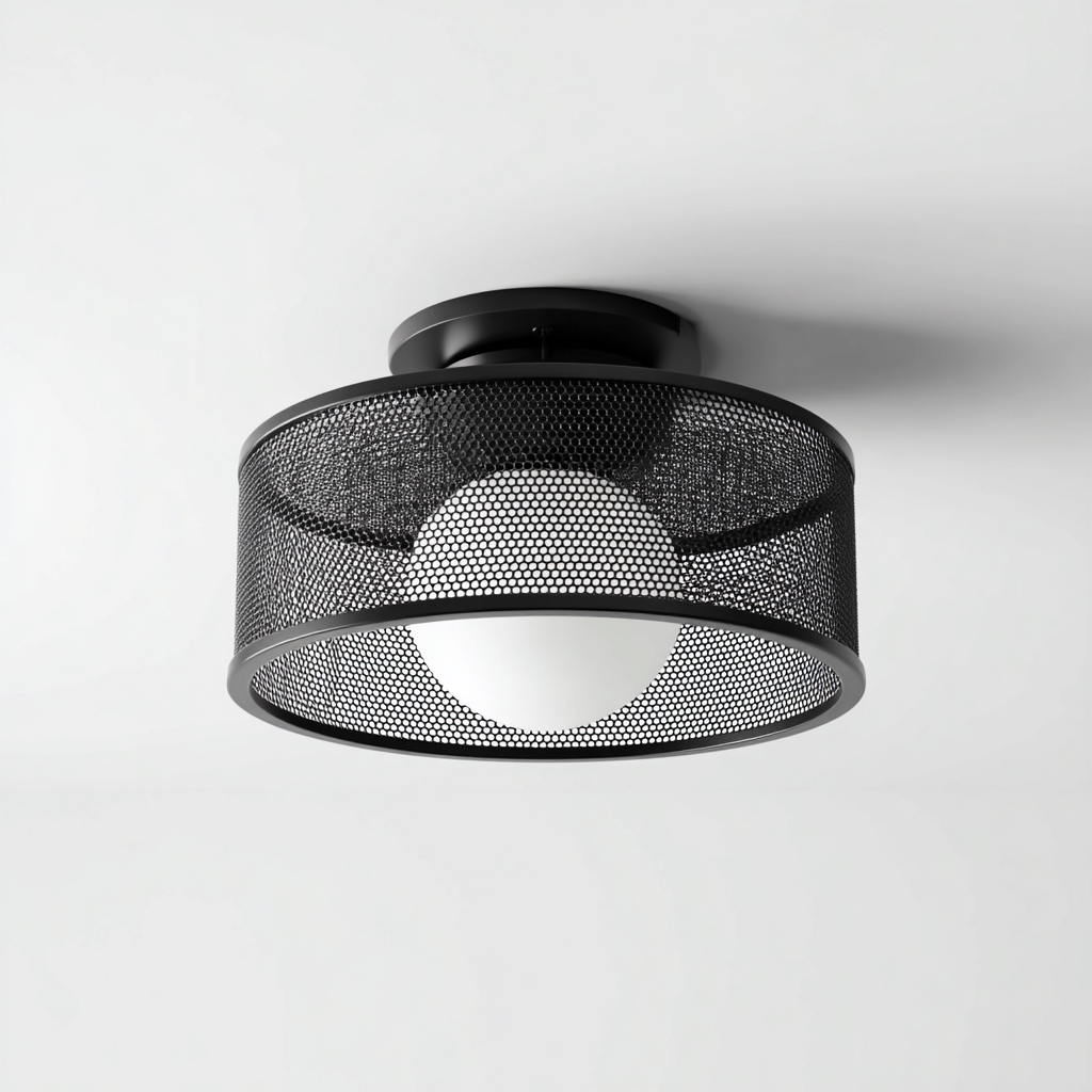 Lámpara de techo metal 28x20 cm - negro - apta para interiores - diseño industrial moderno-Nestmyhub