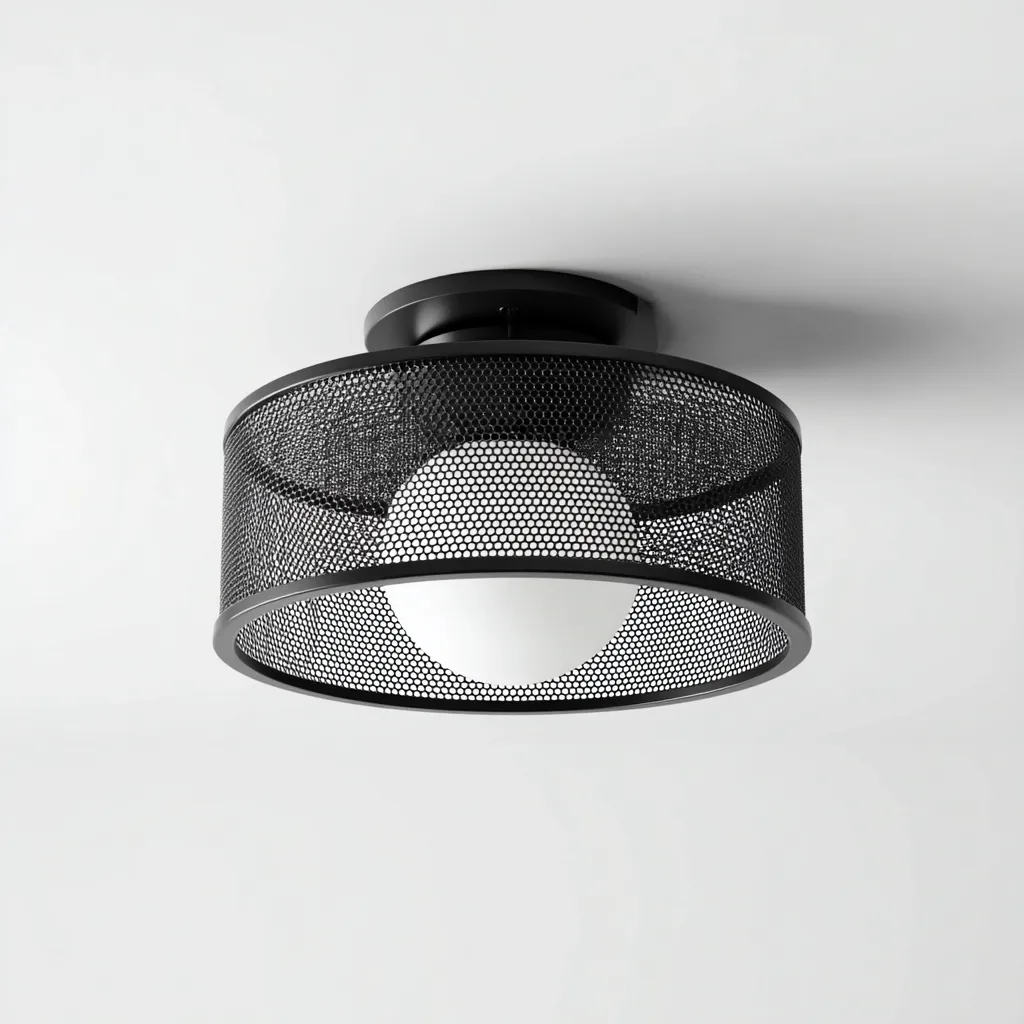 Lámpara de techo metal 28x20 cm - negro - apta para interiores - diseño industrial moderno-Nestmyhub