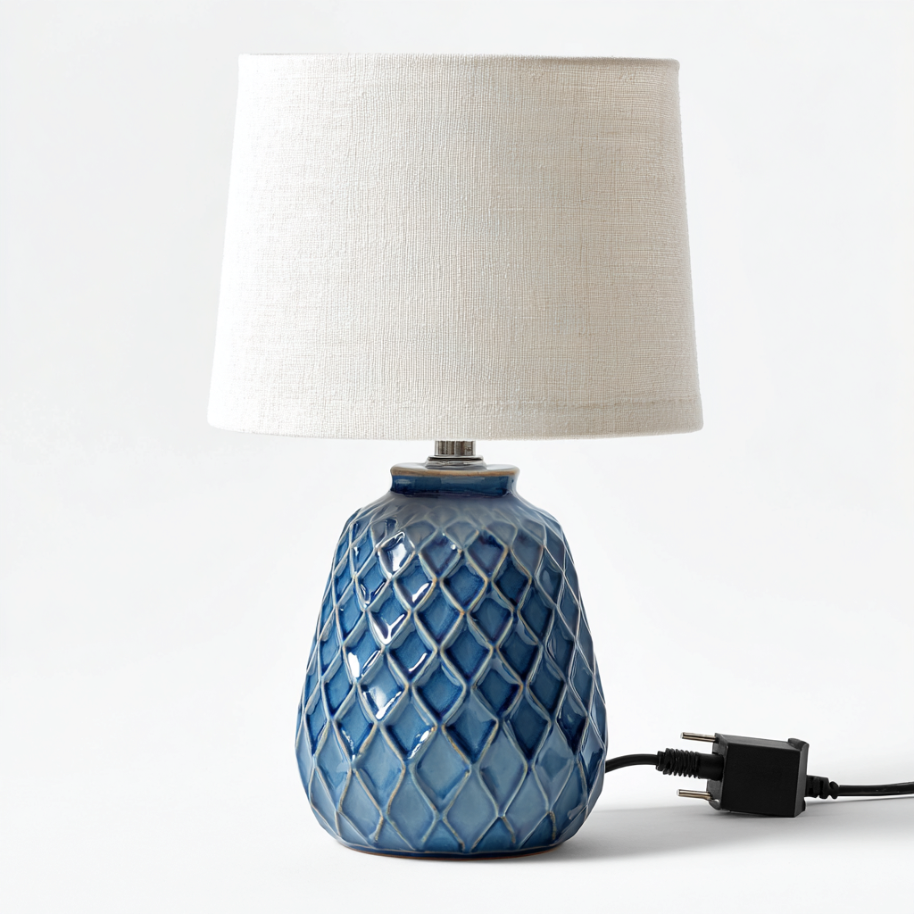 Lámpara de mesa - cerámica - 17x29 cm - azul-blanco - para salón-dormitorio - estilo moderno-Nestmyhub