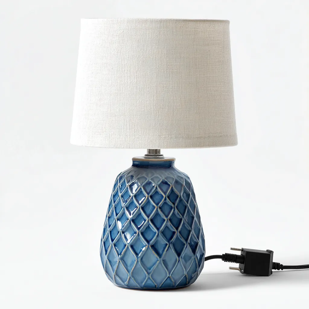 Lámpara de mesa - cerámica - 17x29 cm - azul-blanco - para salón-dormitorio - estilo moderno-Nestmyhub