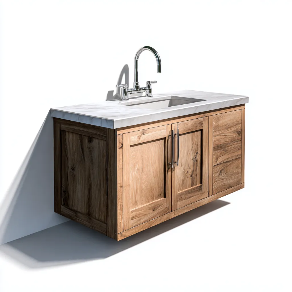 Muebles de baño con lavabo madera-resina 120x48x55 cm - madera natural - diseño moderno para baño-Nestmyhub