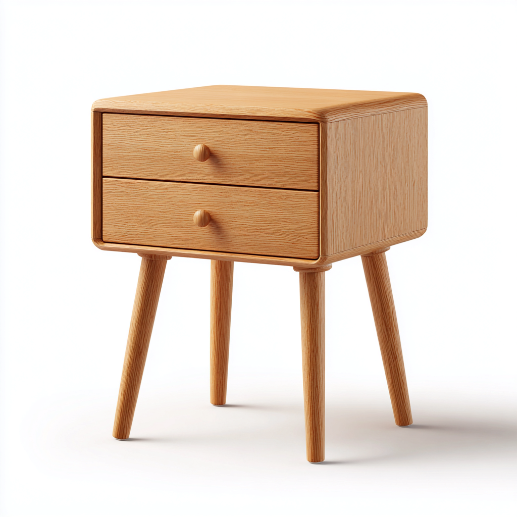 Mesita de noche madera maciza color roble claro 46x34x58 cm uso dormitorio estilo moderno-Nestmyhub