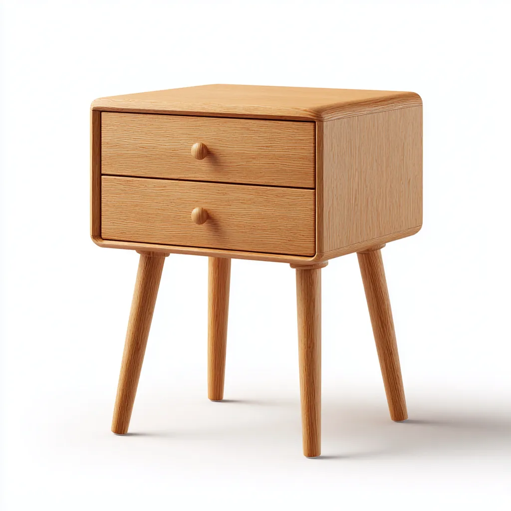 Mesita de noche madera maciza color roble claro 46x34x58 cm uso dormitorio estilo moderno-Nestmyhub