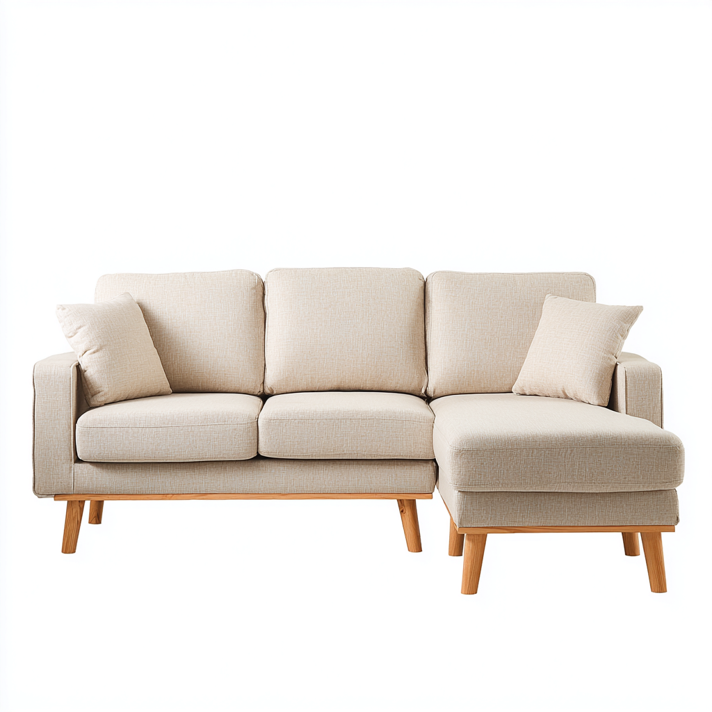 Sofá rinconero - Tela - 255x155x82 cm - Beige - Diseño moderno para salón-Nestmyhub