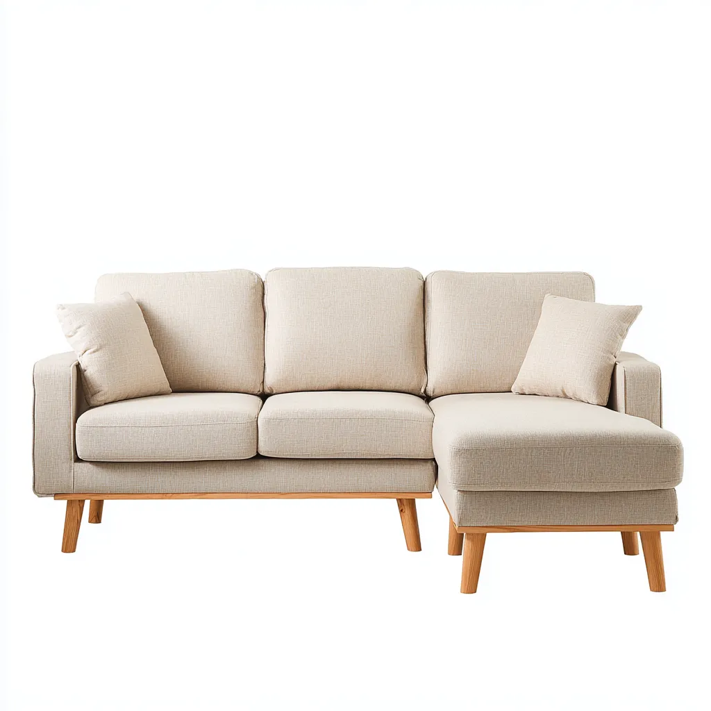 Sofá rinconero - Tela - 255x155x82 cm - Beige - Diseño moderno para salón-Nestmyhub