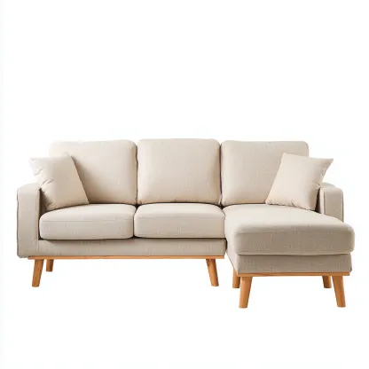 Sofá rinconero - Tela - 255x155x82 cm - Beige - Diseño moderno para salón-Nestmyhub