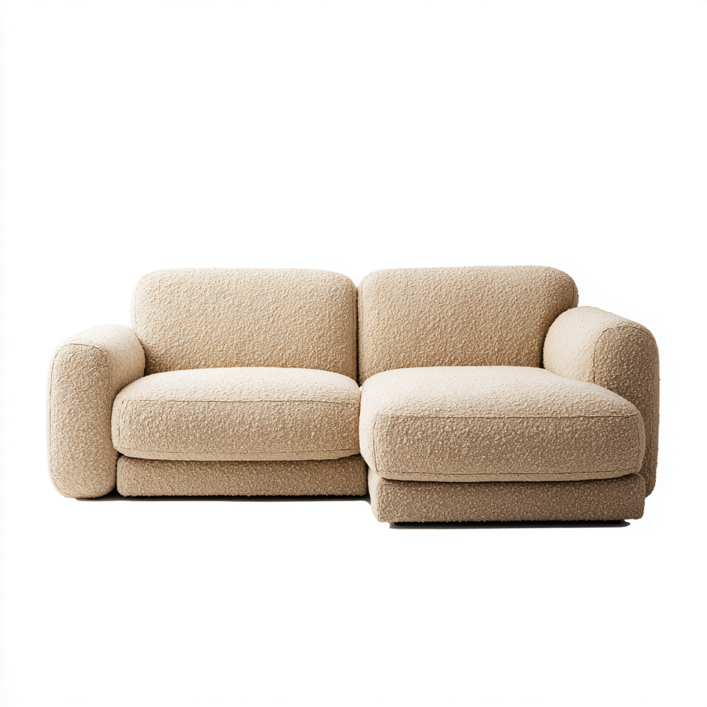 Sofá rinconero - Tela bouclé - 250x155x82 cm - Beige - Diseño moderno para salón-Nestmyhub