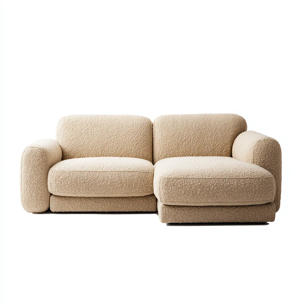 Sofá rinconero - Tela bouclé - 250x155x82 cm - Beige - Diseño moderno para salón-Nestmyhub