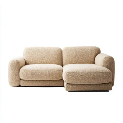 Sofá rinconero - Tela bouclé - 250x155x82 cm - Beige - Diseño moderno para salón-Nestmyhub