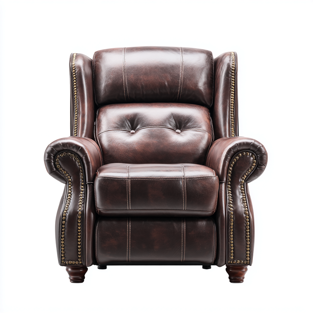 Sillón reclinable piel auténtica 100x95x100 cm - marrón oscuro - estilo clásico - apto para salón-Nestmyhub