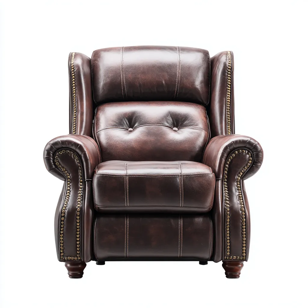 Sillón reclinable piel auténtica 100x95x100 cm - marrón oscuro - estilo clásico - apto para salón-Nestmyhub