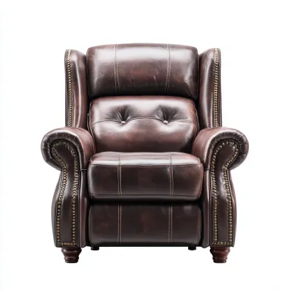 Sillón reclinable piel auténtica 100x95x100 cm - marrón oscuro - estilo clásico - apto para salón-Nestmyhub