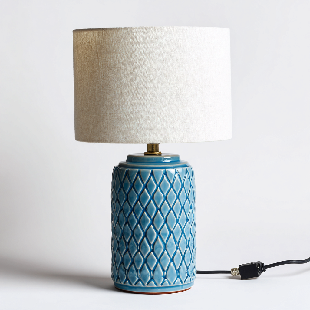 Lámpara de mesa - cerámica - 18x32 cm - azul-blanco - para salón-dormitorio - estilo moderno-Nestmyhub