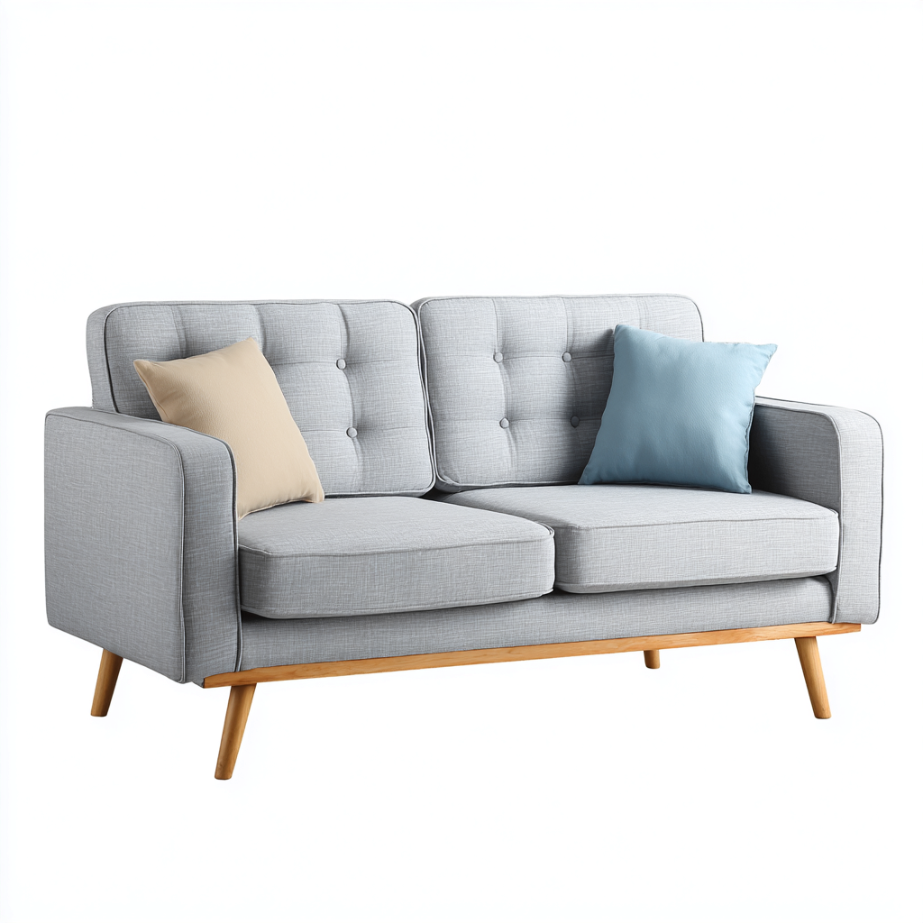 Sofá de 2 plazas en tela 165x85x82 cm - gris claro - diseño nórdico moderno - apto para sala de estar-Nestmyhub