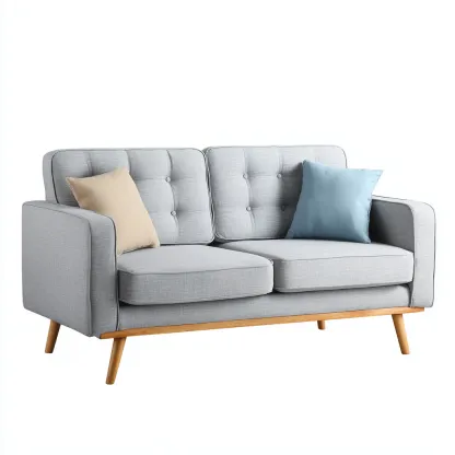 Sofá de 2 plazas en tela 165x85x82 cm - gris claro - diseño nórdico moderno - apto para sala de estar-Nestmyhub