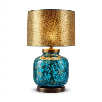 Lámpara de mesa - vidrio - 21x40 cm - azul-dorado - para salón-dormitorio - estilo moderno-Nestmyhub