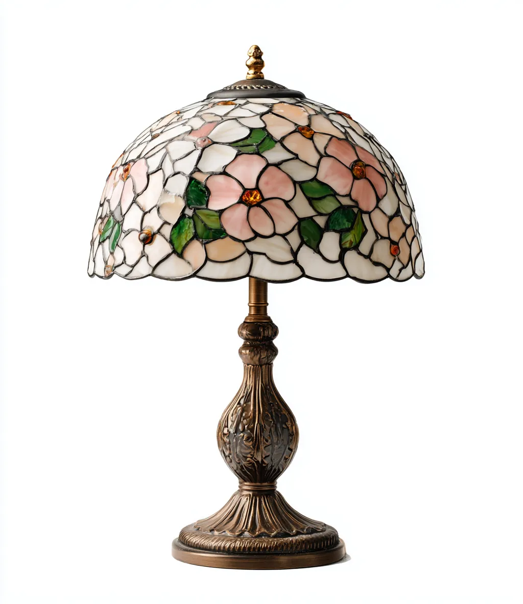 Lámpara de mesa vidrio-metal 30x52 cm - multicolor - diseño clásico estilo vidriera para salón-Nestmyhub