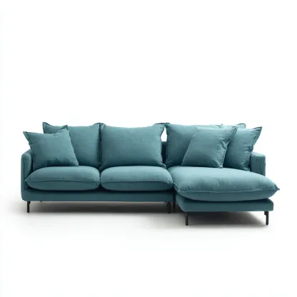 Sofá rinconero - Tela - 260x165x85 cm - Azul turquesa - Diseño moderno para salón-Nestmyhub