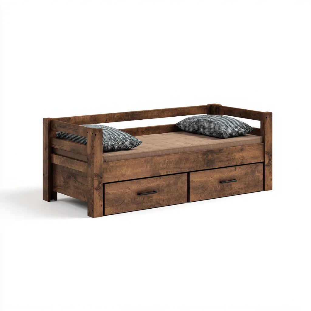 Sofá cama - madera maciza - 200x100x85 cm - marrón oscuro - diseño rústico apto para dormitorio-Nestmyhub