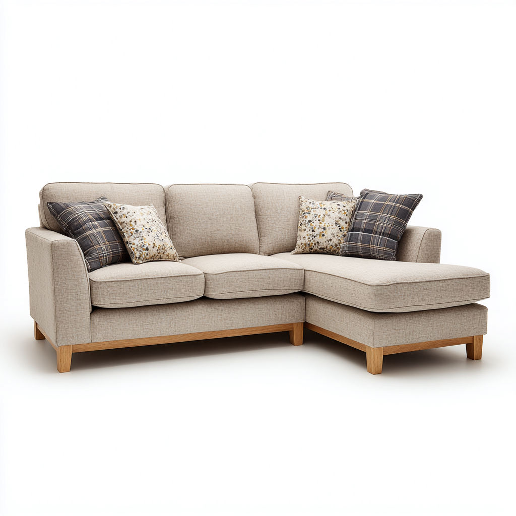 Sofá rinconero - Tela - 255x160x85 cm - Beige - Diseño moderno para salón-Nestmyhub