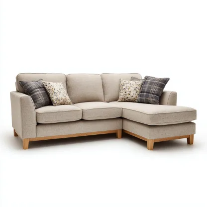 Sofá rinconero - Tela - 255x160x85 cm - Beige - Diseño moderno para salón-Nestmyhub