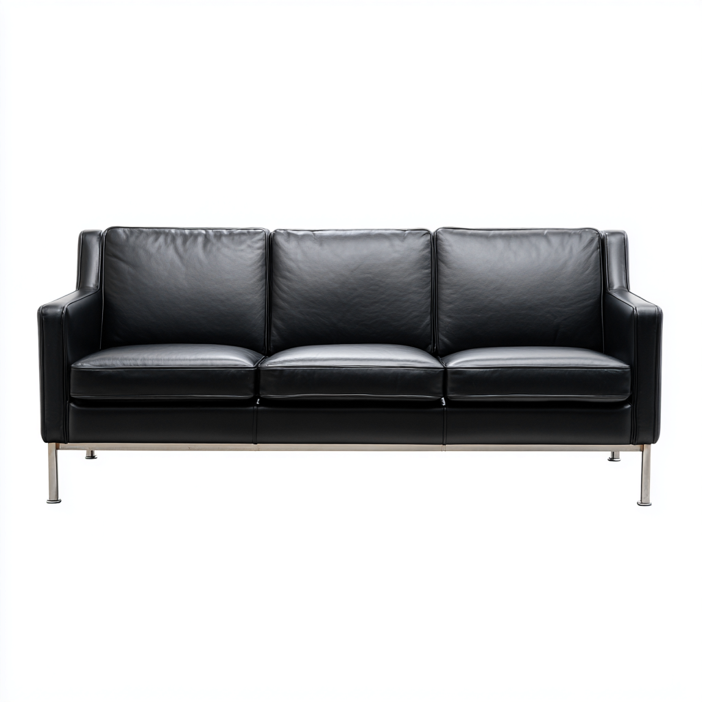 Sofá de 3 plazas - Polipiel - 205x85x82 cm - Negro - Diseño moderno para sala de estar-Nestmyhub
