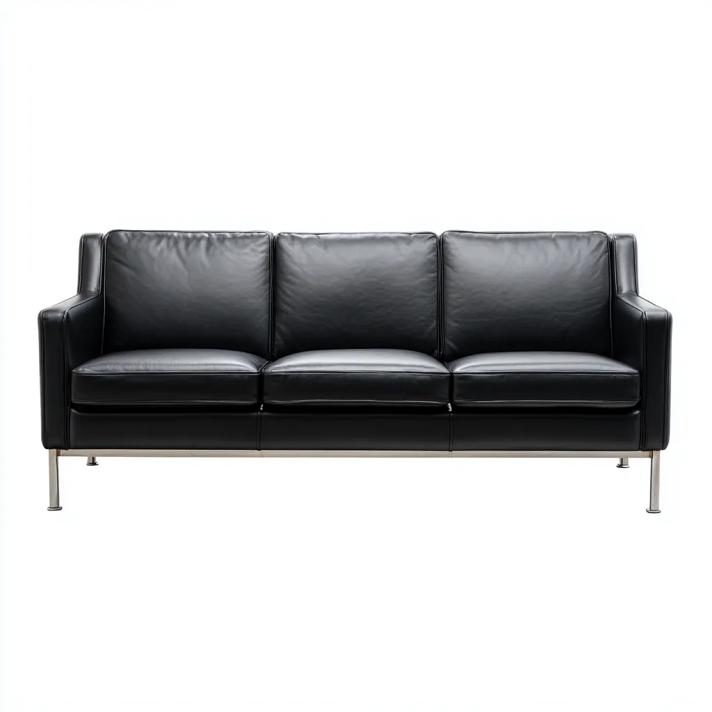 Sofá de 3 plazas - Polipiel - 205x85x82 cm - Negro - Diseño moderno para sala de estar-Nestmyhub