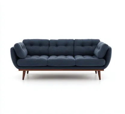 Sofá de 3 plazas - Tela - 220x90x85 cm - Azul oscuro - Diseño moderno para sala de estar-Nestmyhub