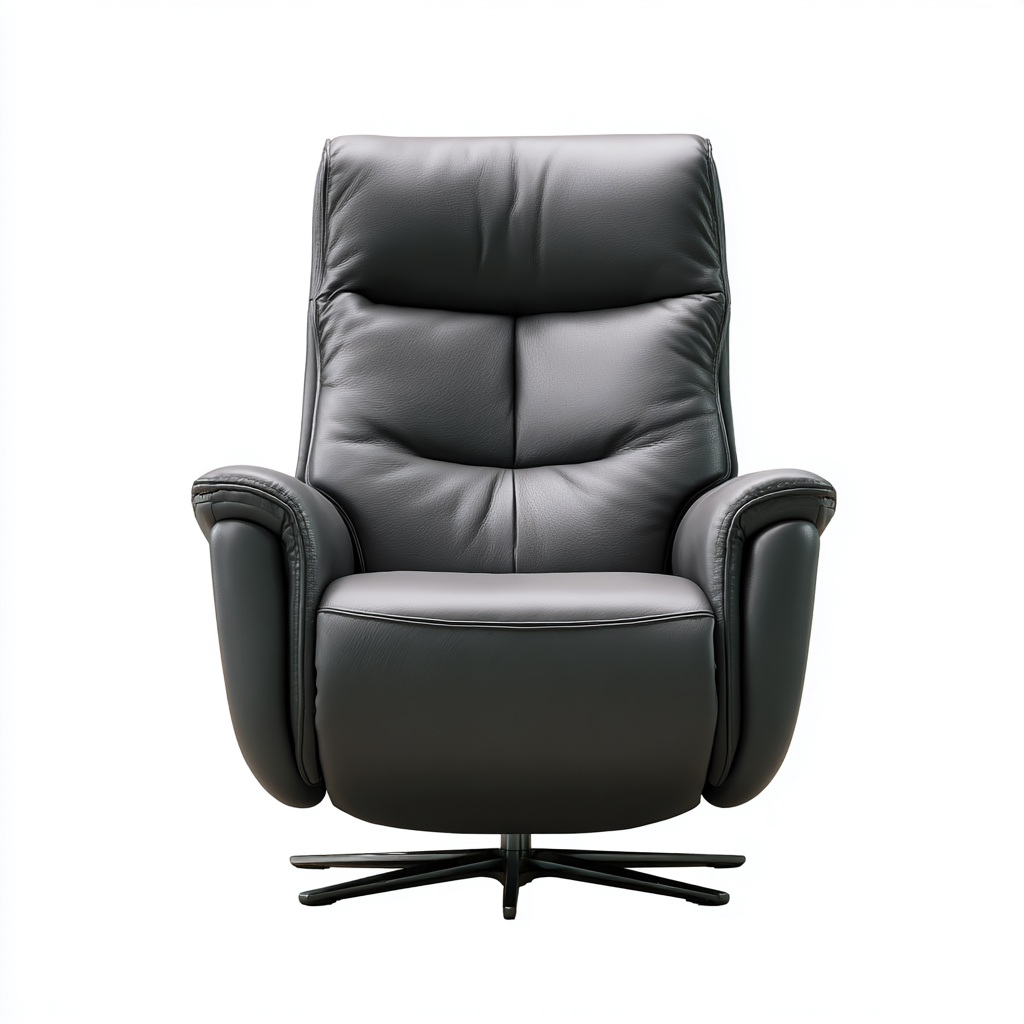 Sillón reclinable piel auténtica 100x95x100 cm - gris oscuro - estilo moderno - apto para salón-Nestmyhub