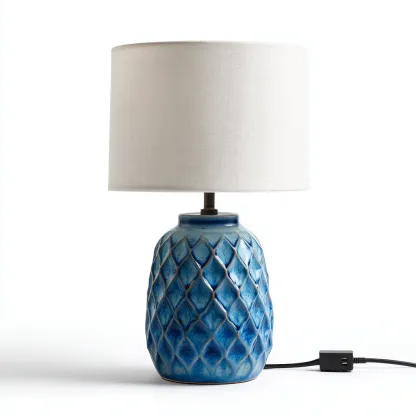 Lámpara de mesa - cerámica - 19x33 cm - azul-blanco - para salón-dormitorio - estilo moderno-Nestmyhub