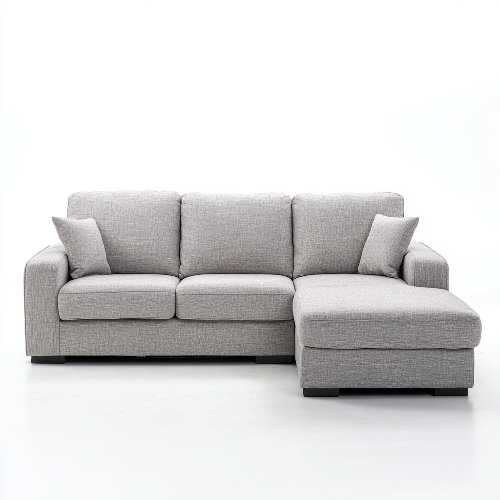 Sofá rinconero - Tela - 260x160x85 cm - Gris claro - Diseño moderno para salón-Nestmyhub